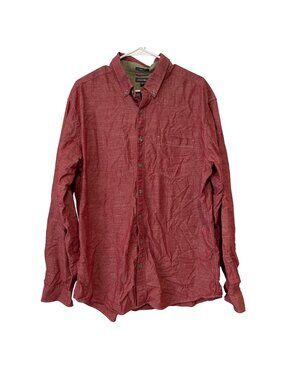 Eddie Bauer Mens Red Button-Up Long Sleeve Shirt Classic Fit XL Tall 100% Cotton